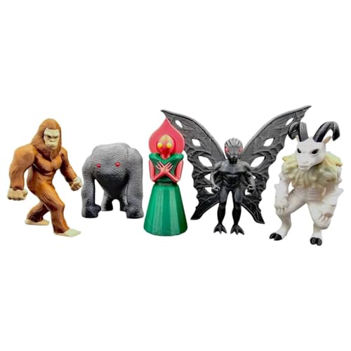Dr. Penny Pincher Cryptid Decor Action Figure Set - Mothman, Flatwoods Monster, Bigfoot, Grafton Monster, Sheepsquatch - Set of 5 Collectible Figurines - Made in WV USA