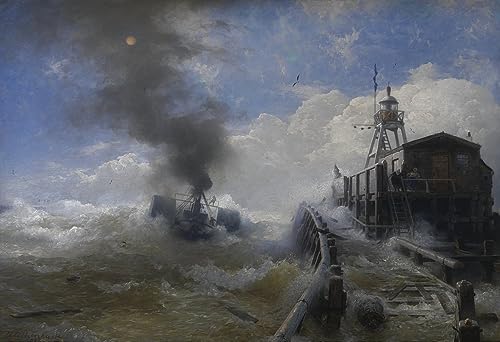 Tableau Un remorqueur quitte le port d'Ostende pour salon marin