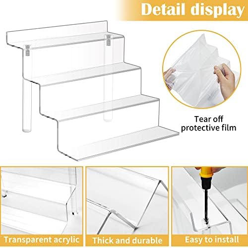 LYLIDIA Acrylic Display Stand 4 Tiered, Acrylic Risers Display Shelf, Clear Stand Organiser for Perfume, Cupcake, Dessert, Nail Polish, Condiment, Pop Figures, Cosmetic, Jewelry, 9.1x7.9inch