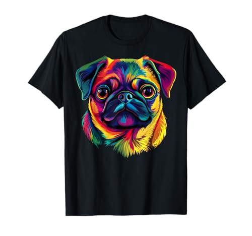 Pug Lover Cute Colorful Puppy Dog Face for Men Women T-Shirt