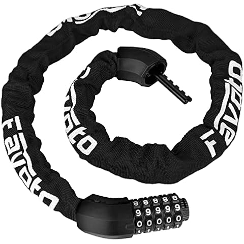 Favoto Bike Chain Lock 5-Digits Codes Combination Heavy Duty Bicycle Lock 120cm Long Security Resettable Hardened Steel for Outdoor Motorcycle E-Bike Bicycle Scooter Door Gate Fence Ladder Lawn Mower Cover