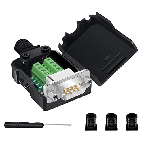 YIOVVOM Conector de ruptura DB9, DB9 RS232 D-SUB macho Serial Adaptadores de puerto de 9 pines adaptador blanco a conector de terminal módulo de señal con carcasa y tuerca