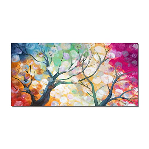 Tableau paysage arbres rouges grand format pour décoration salon