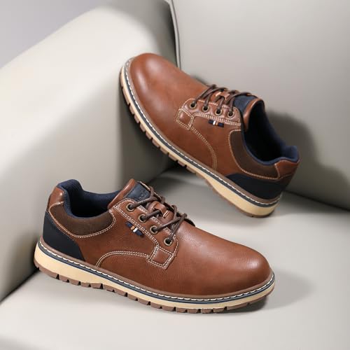 Image of ANALEAF Mens Casual Shoes Oxford Fashion Dress Sneakers Business Lace-Up Shoes