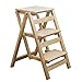 ZHZ-DT Pliant Tabouret Échelle Pliable Marchepied Escabeau 3 Marches en Bois Multi-Usage Léger Etagere Echelle pour Maison Bureau Bibliotheque Camping Industriel Securité Antidérapant, Bois Naturel