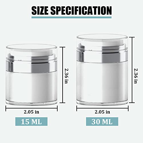 2 Pack Airless Pump Jars Sets, Airless Pump Bottles Portable Moisturizer Pump Dispenser, Refillable Airless Cosmetic Pump Container With Lid For Makeup, Essence, Moisturizer, Eye Cream(15Ml+30Ml) #TOP3