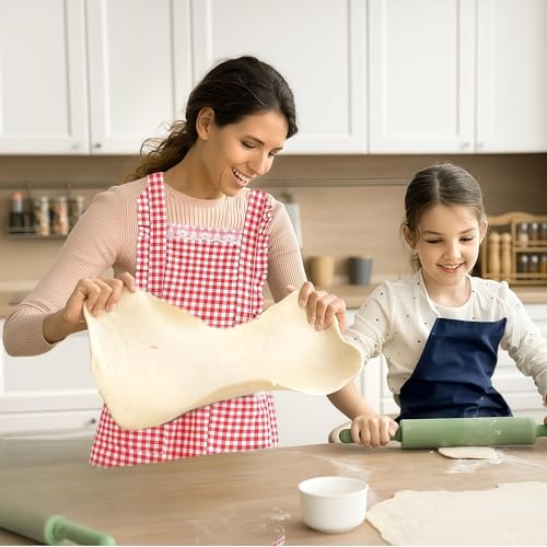 Vimmvid 1 Stück Red Grid Kochschürze Damen,Mit 2 Taschen Langlebig Küchenschürze Damen, Komfortable Einstellbar Küchenschürzes Geeignet für Küche Restaurant Café – Bild 6