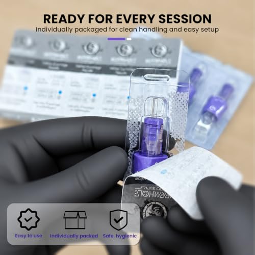 Image of Wormhole Tattoo Needles Rocket 20PCS Tattoo Cartridge Needles 1RL Needle Cartridge Round Liner Disposable Finger Ledge Cartridges Compatible with Tattoo Gun Tattoo Machine Tattoo Supplies 0801RL