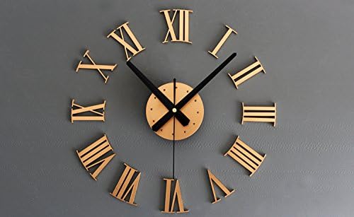 HELIZOE Modern 3D DIY Frameless Digital Wall Clock Roman Numerals Large Watches Diameter Decorative For Living Room Office