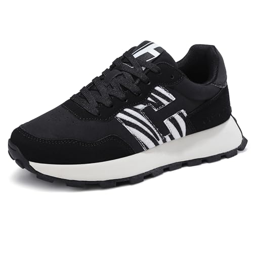 Cenlynn Womens Fashion Trainers Comfortable Casual Road Running Shoes Walking Sneakers Black