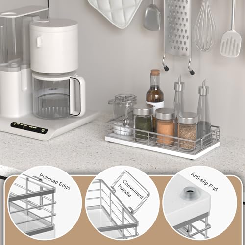 image for JNFUZ Toilet Paper Basket, 13 Inch Oak and Iron Bathroom Tank Tray Top