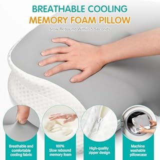 Ehomfory Cervicale Ergonomico Cuscino Memory Foam per Dormire, Cuscino Memory Foam per Supporto Cervicale con Federa Sfoderabile e Lavabile