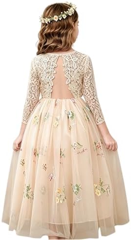 EULIMENE Baby Girl Dress 3/4 Sleeve Flower Girl Dress Floral Lace Toddler Prince