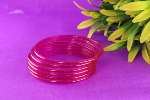 Image of STYOLLO Viral Jelly Transparent Plain Glass Chudi Set For Women & Girls | Traditional Bangle Set | Stylish Bangles For Girls | Ethnic Wedding, Festive & Daily Jewelry | Classic Designer Churi - Set Of 12