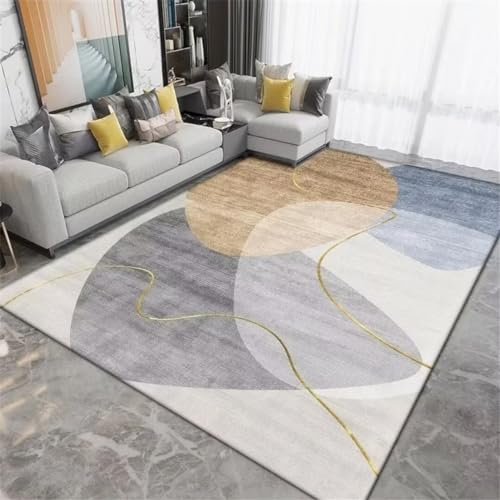 Alfombra moderna abstracta crema de 100x160cm lavable para niños 2