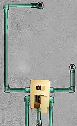 Ensemble de robinets de douche cascade dorée avec mitigeur mural et douchette de salle de bains