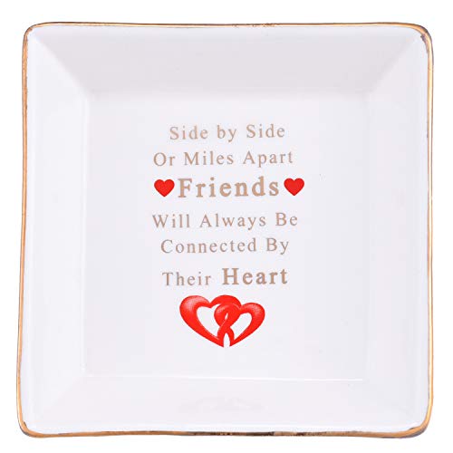 Forest Kiss Gifts for Friends Side By Side Or Miles Apart Ceramic Jewelry Dish Trinket Dish Decorative Ring Dish Ceramic Jewelry Tray Home Decor