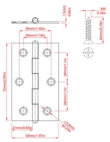 Liberty4Pcs Stainless Steel 3-Inch Thick Hinges, Door And Window Hinges Are Equipped With 24Pcs Stainless Steel Screws #TOP1