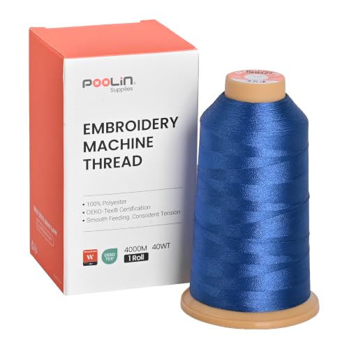 Image of Poolin Polyester Machine Embroidery Thread 4000M 40WT Deep Royal Blue 0354 | Smooth Feeding with Stable Tension for Clean, Consistent Stitching on Home and Commercial Embroidery Machines