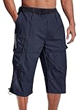  Onsoyours Short Homme Ete Escalade Pantalon Court Décontractée Cargo Bermuda Montagne Vélo Sport Outdoor Multi-Poches Zippées Travail Pant B Bleu Foncé M