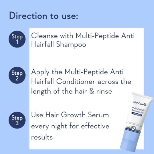 Image of WishCare Multi Peptide Anti Hairfall Shampoo and Conditioner Combo for Women & Men | Hair Fall Control, Stronger Roots & Thicker Hair | With Rice Water & Rosemary | 50ml+40ml