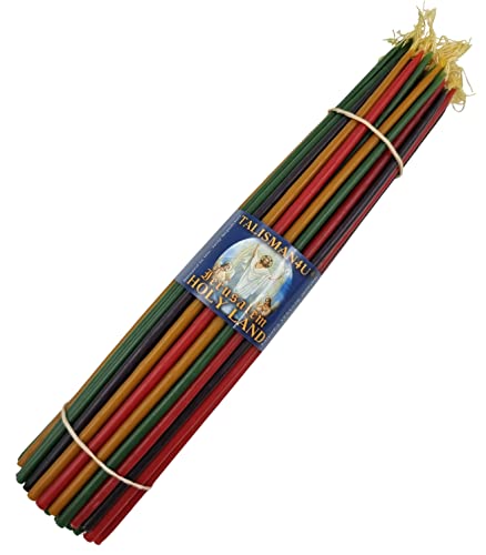 33 Beeswax Colored Taper Candles 11 inch Tall Thin Scented Candles for Church Home Decor Holidays Jerusalem Holy Land Candle Set