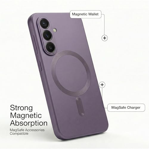 Image of amazon basics Premium Mag-Safe Case for Samsung Galaxy S26 Plus 5G | Shockproof & Anti-Scratch Cover | Soft Silicone with Wireless Charging | Camera Lens Guard - Purple