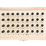 Tnfeeon Juego de Punzones de Letras y Números de Acero de 36 Piezas, Sello de Alfabeto de Acero Al Carbono en Caja de Madera, Versátil para Manualidades con Papel de Cuero y Madera (4mm)