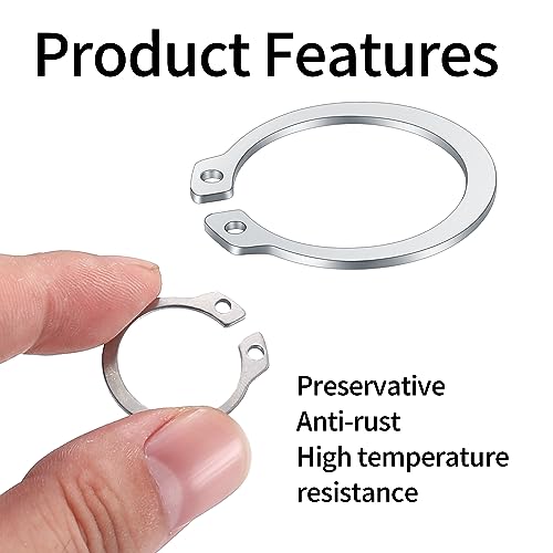 E-Clip Sicherungsringe Set, 400 Stk Sicherungsscheiben E-clip Set, Edelstahl Sicherungsring Sortiment Kit, 18 Größe Interner Externer Sprengringe für Wellen Befestigen von Lagern