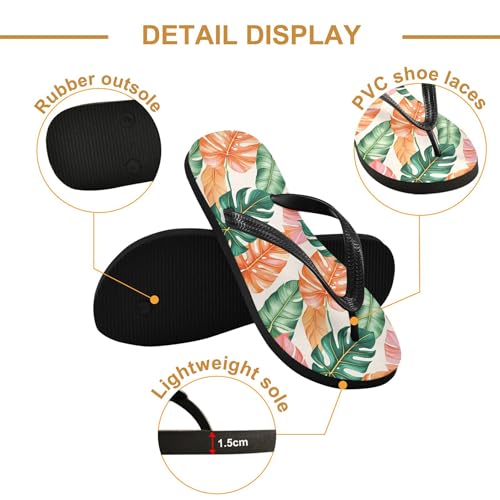 Burbuja Tropical Jungle Leaves Flip Flops for Women Men, Soft Thong Sandals Rubber Slippers for Pool Beach Essentials3