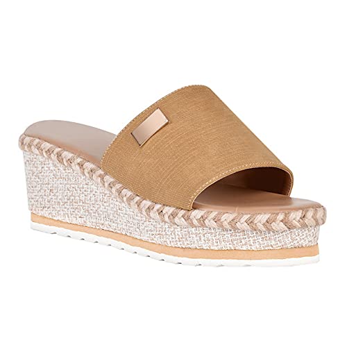 Sandalias cómodas y transpirables para evitar el calor, calzado plano amarillo EU 42