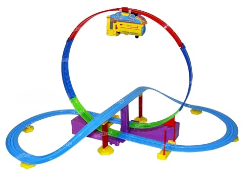 Image of Zest 4 Toyz Train Track Set DIY Multi-Level Track Builder Set (39 Pieces) with Realistic Sound & Flashing Lights for Kids Boys & Girls Ages 3+ Years