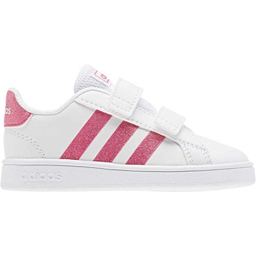 adidas Kids’ Grand Court K Sneaker, ftwr White/real pink/ftwr White, 7K M US