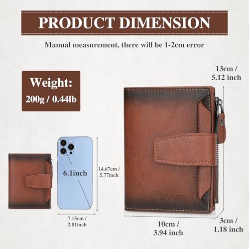 BAIGIO Wallets for Men with Zipper RFID Card Holders Bifold Wallet for Men Purse Zip Coin Pocket Vegan Leather with Removable ID Window2