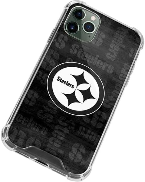 Skinit Clear Phone Case Compatible with iPhone 11 Pro Max - Officially Licensed NFL Pittsburgh Steelers Black & White Design