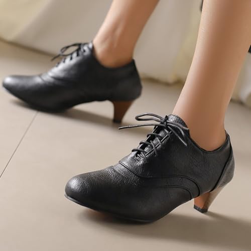 UFEDO Womens Chunky Low Heel Oxford Pumps Kitten Heel Lace Up Pumps US4-143