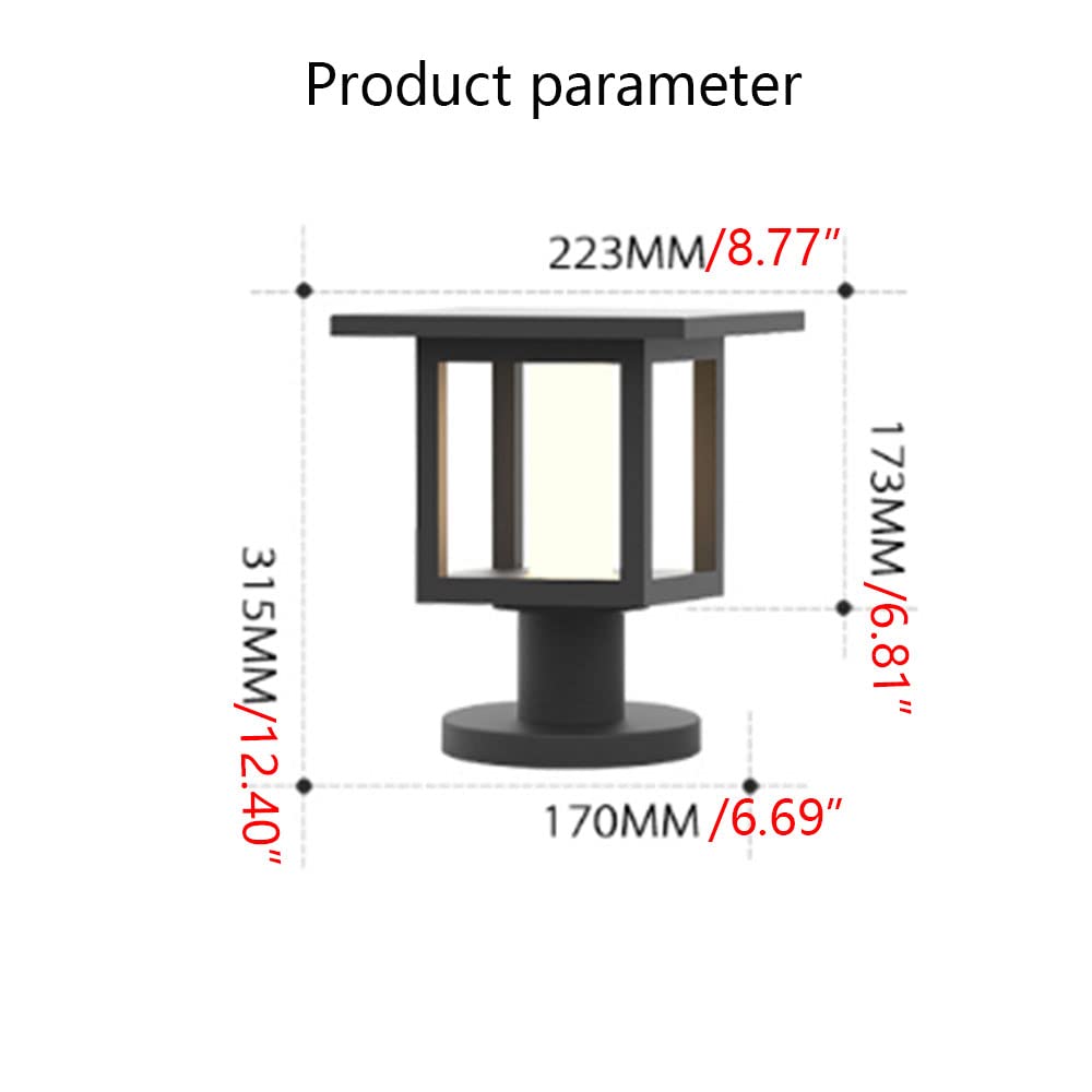 Luce da cortile Altezza impermeabile 31,5 cm Luci per palo da prato per esterni impermeabili Luci a colonna in alluminio semplice Porta Street Park Garden Villa Decor Luci a colonna Lampione stradale