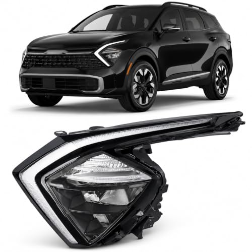 Headlight Assembly Compatible with 2022-2024 Kia Sportage SX EX LX, Left Driver Side Headlamp Replacement, Bulbs Not Included, Replace 92102-DW000 KI2503266
