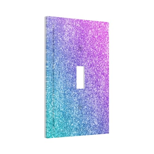 Decorative Switch Plate Covers Gillter Purple Pink Blue Gradient Sparkle 1 Gang Light Switch Cover Plate Single Toggle Wall Plate Outlet Covers Wall Plate Faceplate for Bedroom Home Decor