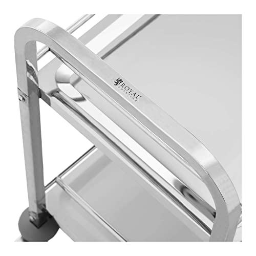 Royal Catering RCSW-108 serveerwagen 2 boorden 70 x 38 x 3 cm 72 kg keukenwagen roestvrij staal keukenrolwagen trolley… - Afbeelding 3