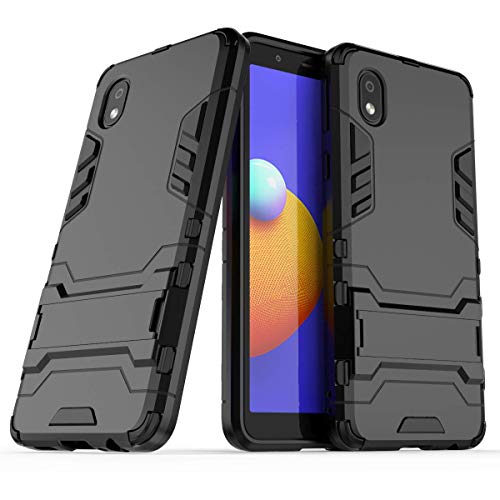 Wuzixi Funda para Samsung Galaxy M01 Core. Anti-Arañazos Cubierta Protectora, Carcasa Viene con Una Soporte Plegable, 2 en 1 Híbrida Robusto Case, Cover para Samsung Galaxy M01 Core.Negro