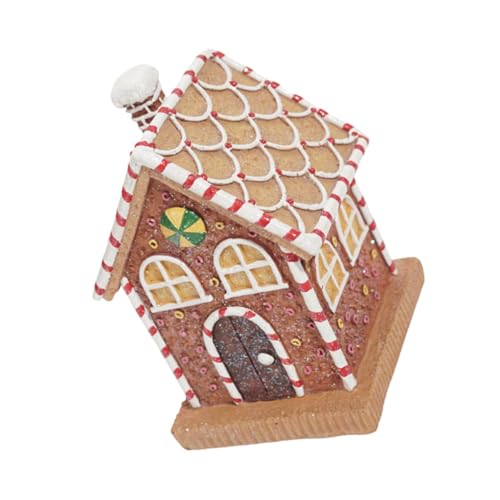 Casa de pan de jengibre miniatura luz LED decoración navideña mesa 2