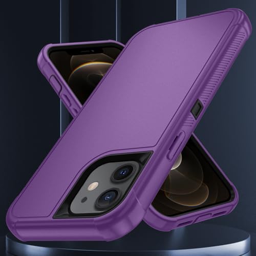Image of SunStory Compatible with iPhone 12 /12 Pro Case with HD Screen Protector, 3-Layer Heavy Duty Full-Body Cover,3 in 1 Hybrid Protective Case for iPhone 12 /12 Pro 6.1 inch,Purple