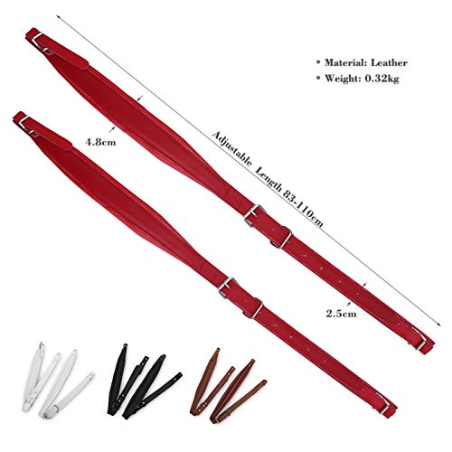 01 02 015 Akkordeon-Schultergurte, 1 Paar Verstellbare, Verdickte Pu-Leder-Akkordeon-Schultergurte 83-110 Cm / 32,67-43,31 Zoll Weiche, Verschleißfeste Akkordeongurte für 16-120 Bass-Akkordeons(rot)