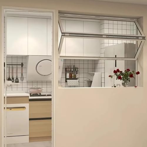 Aluminiowe składane okno przesuwne wzmocnione szkło z zamkiem pionowym podnośnik do kuchni i kawiarni - 101,6 x 111,7 cm projekt koncesyjny