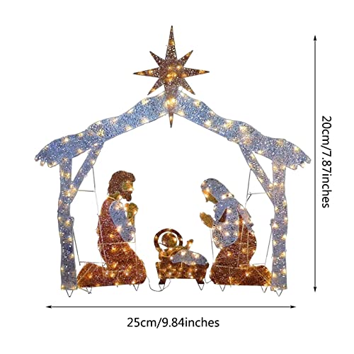 Lighted Outdoor Nativity Scene - Outdoor Nativity Scene With Led String Light Holy Family Nativity Scene Set Christmas Display For Front Yards Lawns Church (F, F) #TOP7