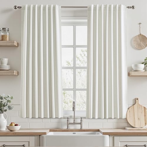UHITECH Short Blackout Curtains 54 Inch Long 2 Panels Set, Natural Beige
