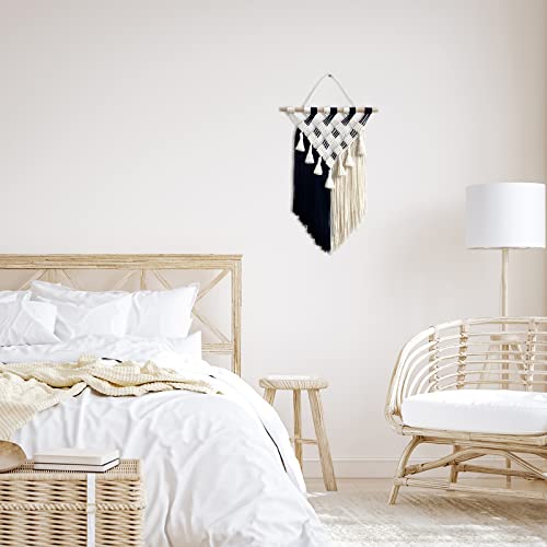 Weago Macrame Wall Hanging Black And White,Boho Wall Hanging Decor,Woven Wall Art Hanging Tapestry For Bedroom Living Room Apartment Dorm Door Farmhouse Decorations,13.7" W × 19.7" L #TOP6