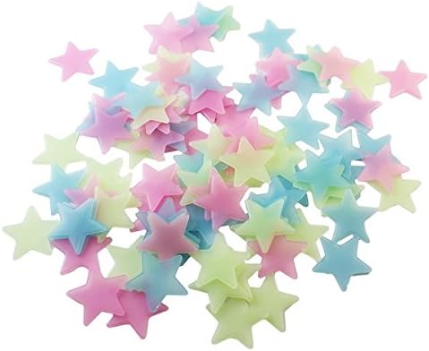 BestOfferBuy 100 PCS 3cm Color Stars Glow In The Dark Luminous Fluorescent PVC Wall Stickers