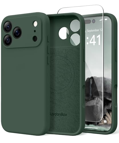 Image of Magnetic for iPhone 17 Pro Case, Compatible with MagSafe, [Full Camera Protection][Screen Protector] Silicone Shockproof Protective Phone Case for iPhone 17 Pro 6.3 inch, Alpine Green